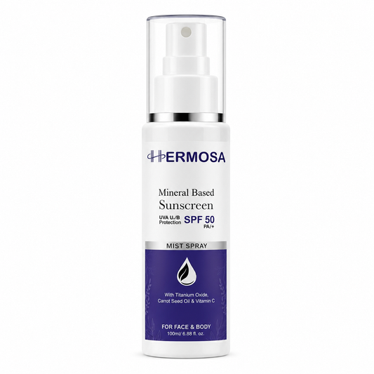 HERMOSA Mineral Sunscreen Mist SPF 50 PA+++ | Face & Body Sun Protection Spray | 100ml