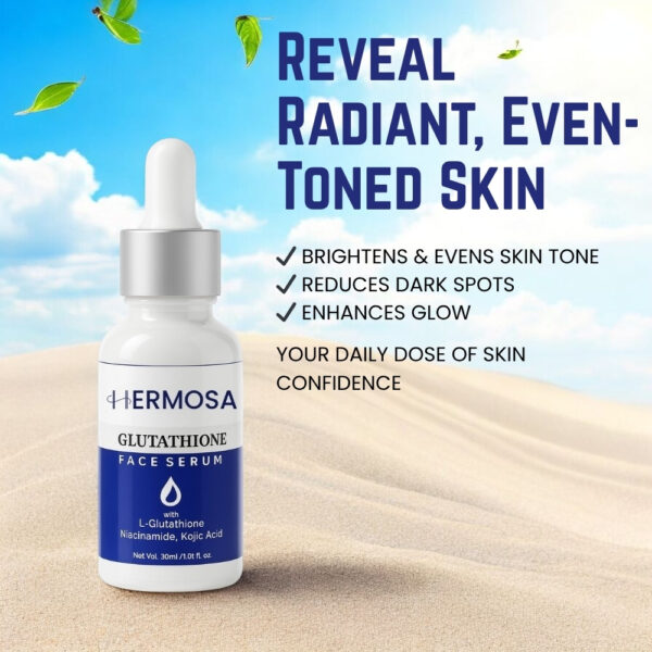 HERMOSA Glutathione Face Serum – With L-Glutathione, Niacinamide & Kojic Acid for Clear, Radiant Skin - Image 3
