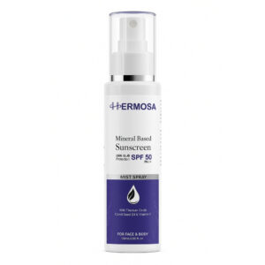 Hermosa Mineral Sunscreen Mist SPF 50 PA++ – Broad Spectrum UVA/UVB Protection with Titanium Dioxide, Carrot Seed Oil & Vitamin C