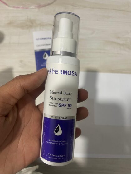 Hermosa Mineral Based Sunscreen SPF 50 PA++ | UVA UVB Protection Mist Spray | 100ml