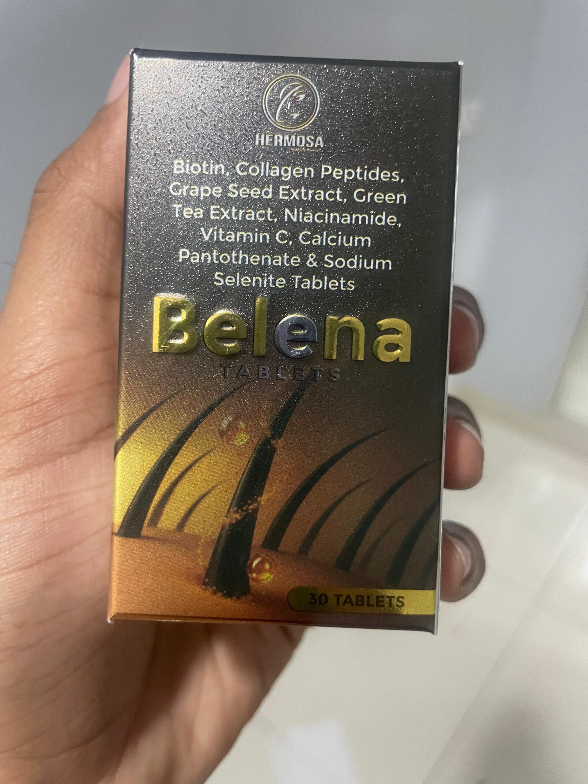 Hermosa Belena Hair & Skin Tablets | Collagen & Biotin Beauty Supplement | 30 Tablets